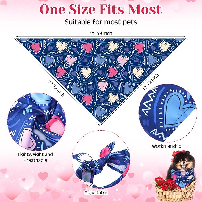 Amylove 120 Pcs Christmas Dog Bandanas Bulk Thanksgiving Day Holiday Triangle Dog Pack Puppy Kerchief Bandana Adjustable Pet Scarf for Pet Cat Costume Accessories Decor(Love)