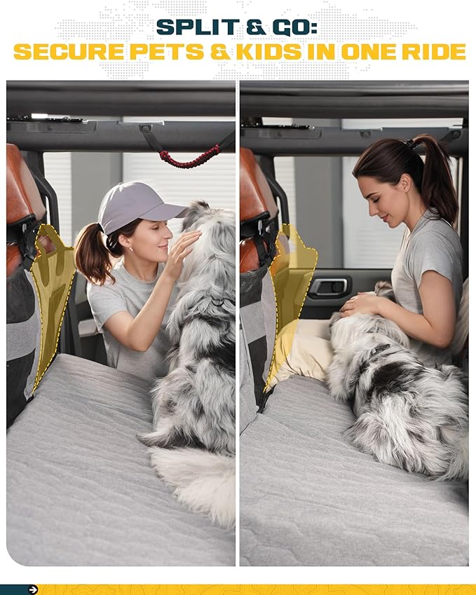 Medium Back Seat Extender for Dogs, Hard Bottom Platform for Cars, SUVs & Mid-Size Trucks, Waterproof – Rigid Back Seat Cover for Dogs