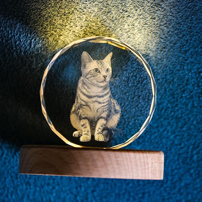 Pet Memorial Gifts for Dogs,Cats,3D Crystal Photo,Custom 3D Pictures,Dog Memorial Gift,3D Laser Etched Picture, Customized Gifts,Christmas Personalized Photo Gifts
