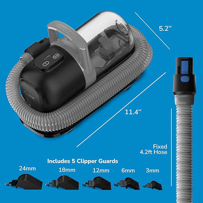 FurMe Original Pet Grooming Vacuum Kit - Cat & Dog Grooming Kit for Easy Pet Care at Home, Quiet & Safe Dog Hair Remover Machine with Brush, Clipper, Shedding & Cleaner Tools & 1L Canister