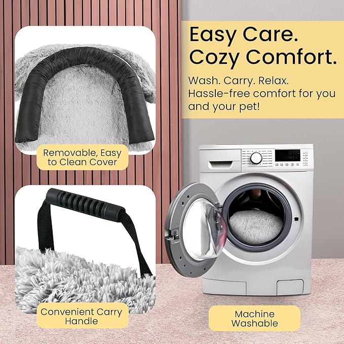 Codi Large Calming Dog Bed for Couch – Anti-Anxiety Sofa Protector Mat for XL Dogs, 45''x37''x6'', Machine Washable, Fluffy & Cozy with Non-Slip Bottom, Light Grey
