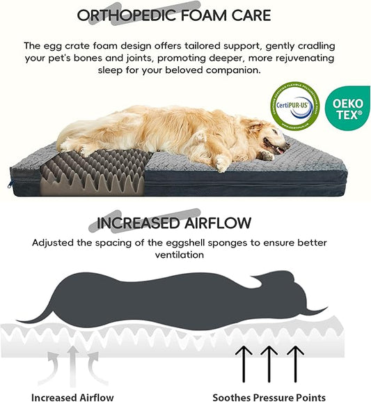 Sytopia Indestructible 44" Dog Bed for Large Dogs – Waterproof, Washable, Removable Cover, Thick Orthopedic Support, Durable Multi- Size Comfort Clearance Indoor Flat Dog Bed