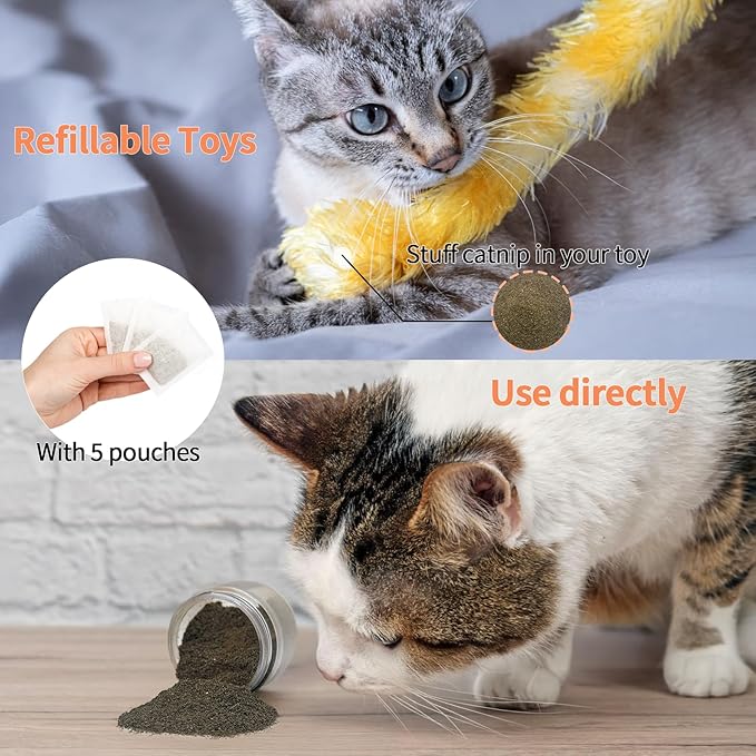 YWAOOH Premium Catnip for Cats & Kittens – Cold-Processed, High Potency Nepetalactone, 100% Pure Organic Leaf-Only Catnip for Toys, Scratchers, Refills, Stimulates Play & Protects Furniture - 45g