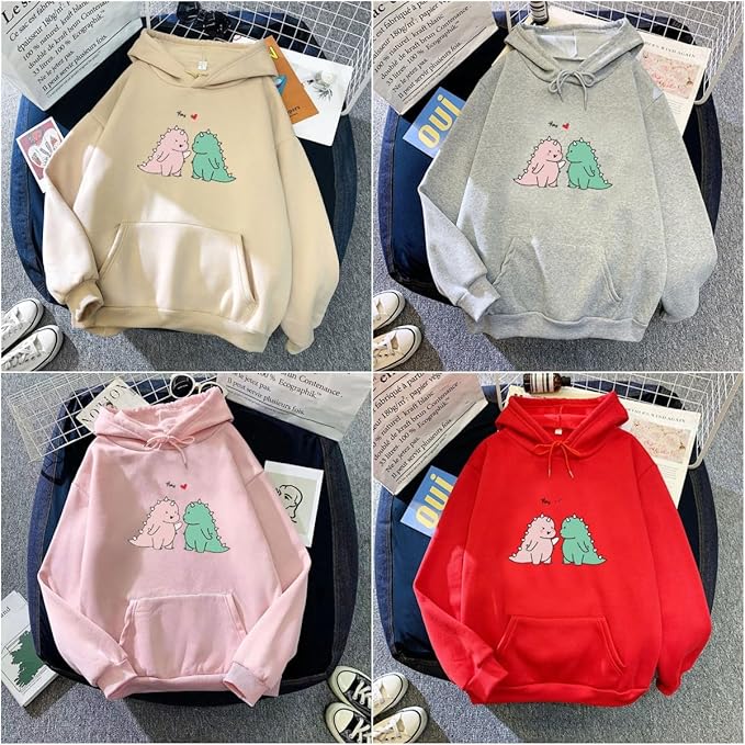 Women Girl Hoodies Cute Cat Ear Novelty Printed Pullover Sweatshirt