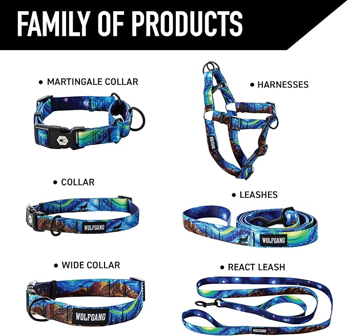Wolfgang Heavy Duty, Adjustable Dog Collar with Quick Release Nylon Buckle for Walking & Training, StarryWolf Print, Small