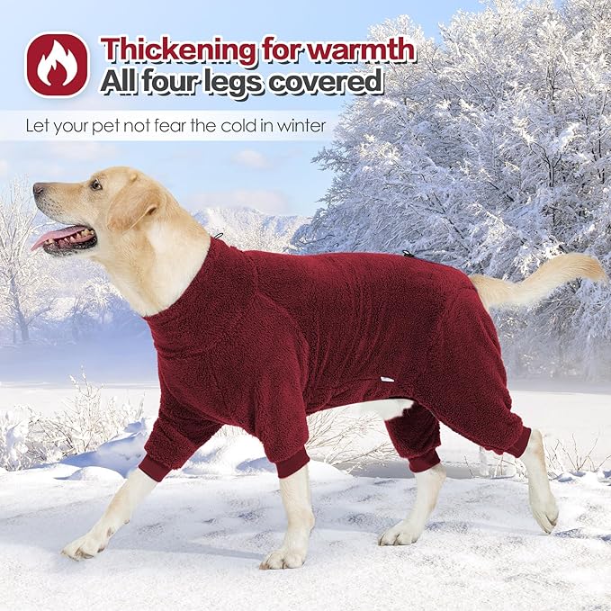 Dog Winter Coat for Small Medium Large Dog for Run Walk Sleep Warm Fleece Pet Sweater & Windproof Pajamas Snow Jacket XS Red