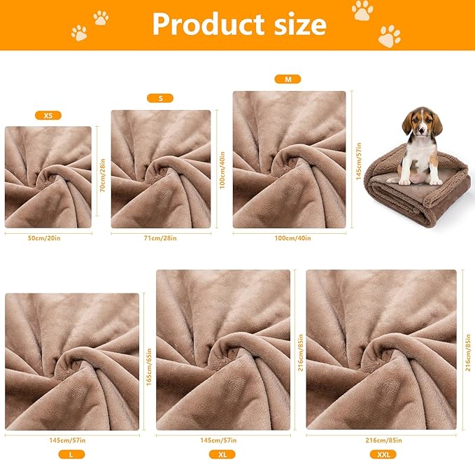 Dark Blankets for Dogs Brown Pets Throw Blanket for Couch Reversible Pet Bed Cover Puppy Fluffy Jacquard Blankets Leakproof Sofa Couch Cover Cat Pet Mats for Warm Washable-Camel,M