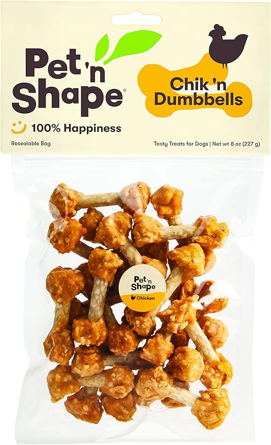 Pet 'n Shape Chik 'n Rice Dumbbells - All Natural Dog Treats, Chicken, 8 oz, 10408