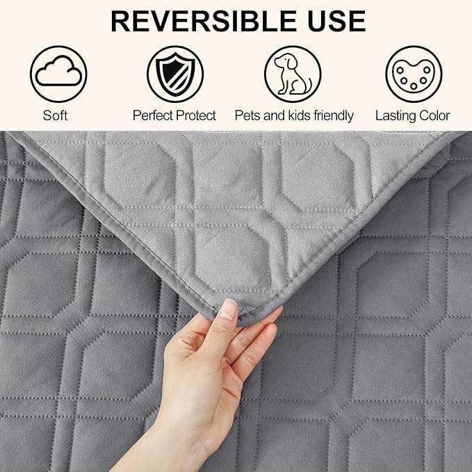 Smiry Waterproof Dog Blanket, 30x53 Inch Soft Pet Bed Cover Reversible, Washable Sofa Couch Furniture Protector for Small Medium Large Dog Puppy Cat, Geometric, Grey/Light Grey