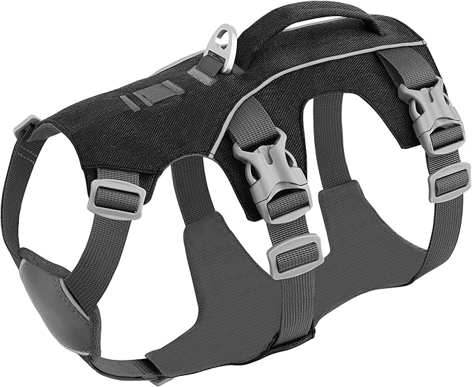 Escape Proof Dog Harness Medium Sized Dog, Reflective No Pull Dog Vest with Handle, Lightweight Full Body Pet Harness Adjustable for Walking,Training(Black,Chest:17-32")