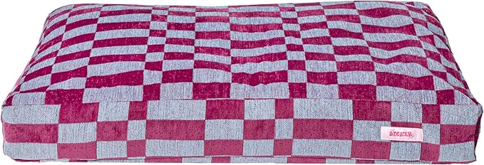 DBD3001C-XL Mabel 49.5" x 31.5" Designer Modern Ultra Soft Reversible Plush Rectangular Pet Bed with Washable Cover, Blueberry Check