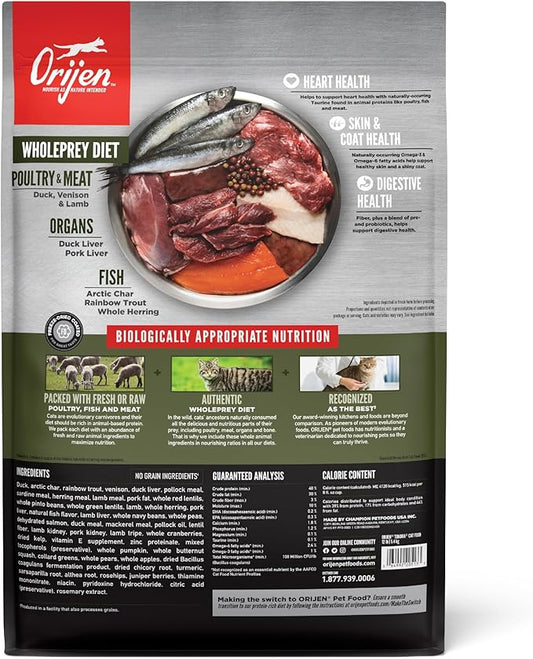 ORIJEN Grain Free High Protein Premium Dry Cat Food Tundra Recipe 4lb Bag