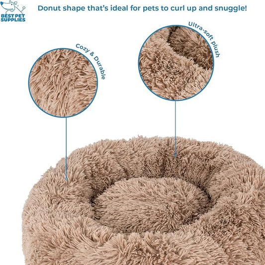 Best Pet Supplies Dog House Bed Crate Mat Tent Indoor Round Soft Plush for Small, Medium, and Large Breeds - Caramel, 20 x 20 x 6