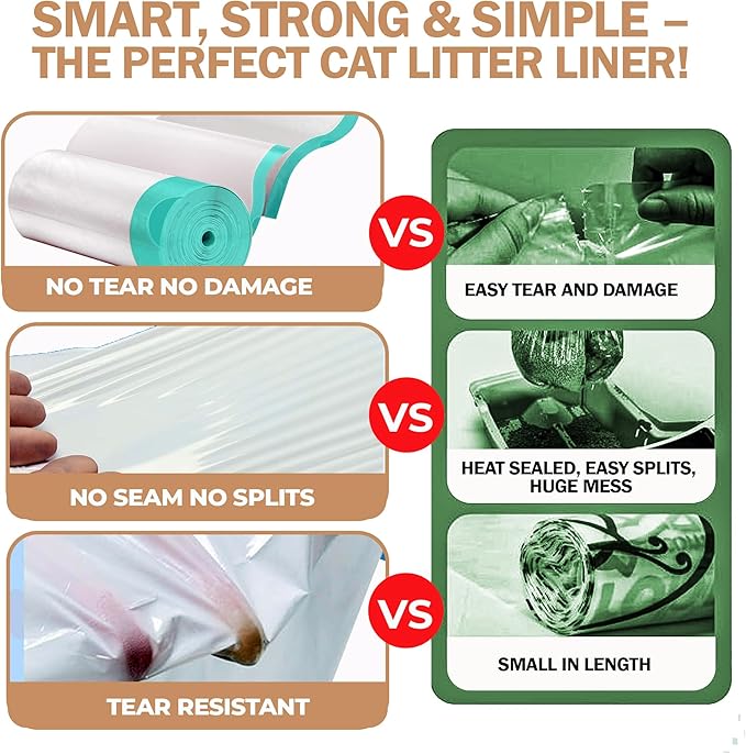 50 Count Large 36x19 Cat Litter Liners for Litter Box – Cat Litter Liners - Leak Proof & Tear Resistance - Heavy Duty Drawstring Design for Easy & Mess-Free Cleaning