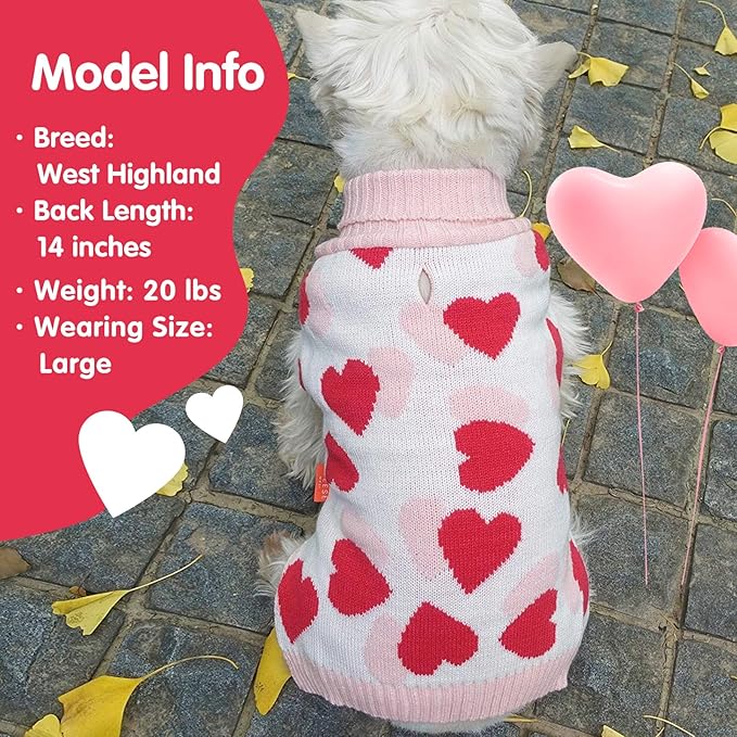 KYEESE Dogs Sweaters Red Heart with Leash Hole,XS