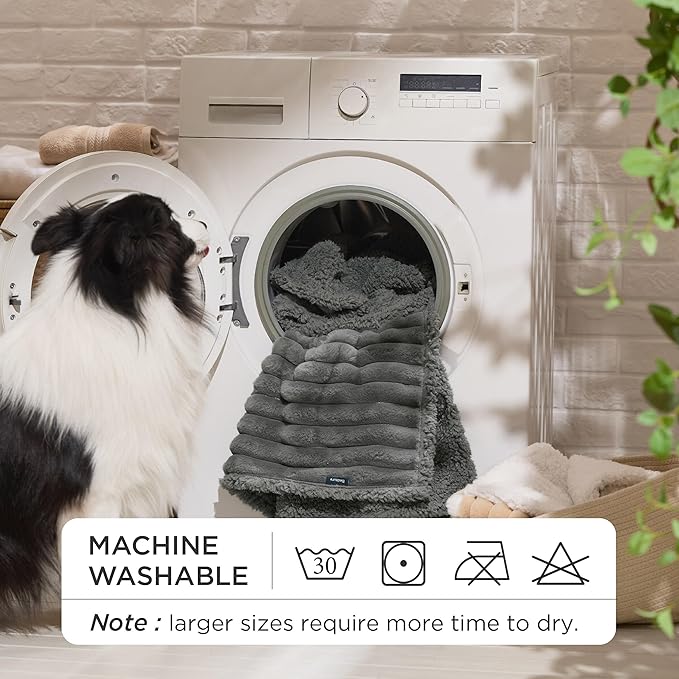 Bedsure Waterproof Dog Blankets for Large Dogs - Soft Pet Cat Blanket Corduroy Fleece for Bed Protector Washable, Cozy Calming Reversible Furniture Protection for Puppy,60"x80", Warm Grey