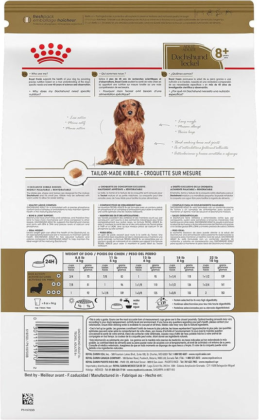 Royal Canin Breed Health Nutrition Dachshund 8+ Senior Dry Dog Food, 3 lb Bag