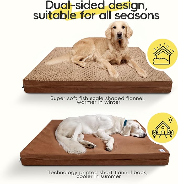 Sytopia Washable Indestructible 37" Dog Bed for Large Dogs – Double-Sided Plush, Waterproof, Removable Cover, Thick Orthopedic Support, Durable Multi- Size Comfort Clearance Indoor Flat Dog Bed