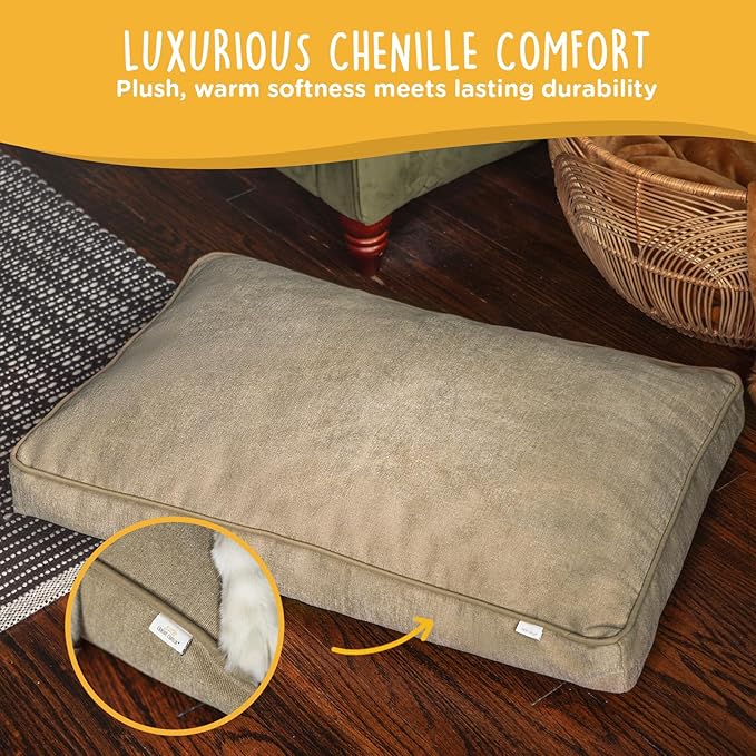 Milo Dog Bed for Medium Dogs, Waterproof Dog Bed Pillows with Removable Washable Cover, Pet Sleeping Mattress, 30 x 20 Inches, Tan