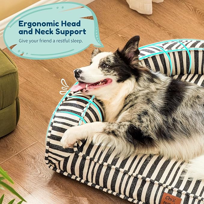 Dog Bed for Large Dogs - Washable Canvas Pet Beds, Breathable & Low-Step Entry Easy for Senior Dog, 36x27x7inches