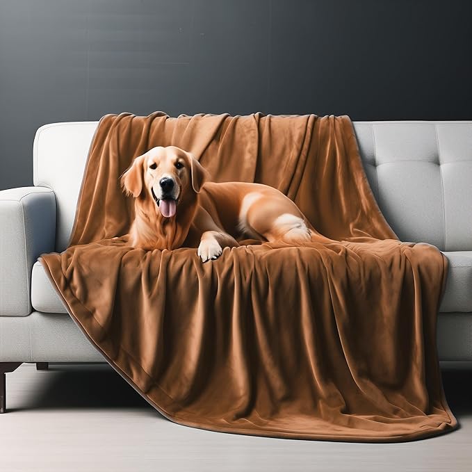 Waterproof Throw Blanket – Leakproof, Spill-Proof Flannel Blanket for Bed, Couch, Kids & Pets Protection, Reversible Water-Proof Design (Velvet Brown & Twilight Blue, 40x60)