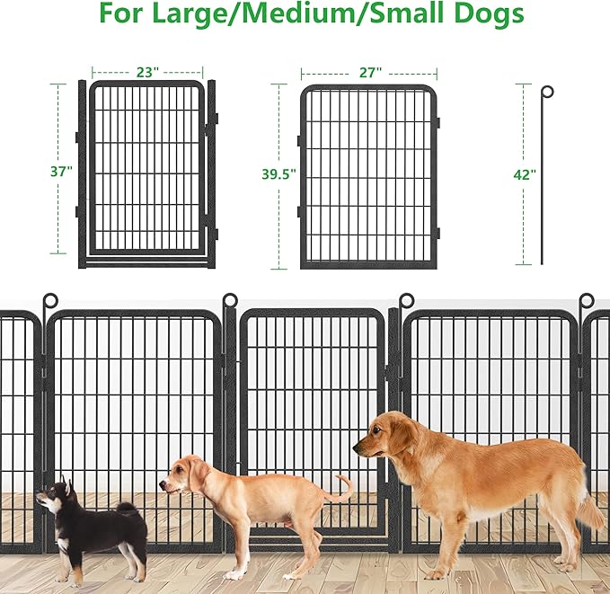 Dog Playpen Outdoor, 40" Height 20 Panels Pet Fence with Low Threshold Full Gate, Large Dog Fence Outdoor for Yard, Heavy Duty Pet Playpen Metal Play Pen Fence for RV Camping
