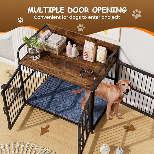 Dog Crate Furniture, 32" Side End Table, Modern Kennel for Dogs Indoor up to 150 lb, Heavy-Duty Dog Cage with Enclosed Base, Double-Door Dog House for Puppies or Medium Dogs