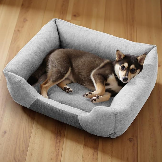 Athena Collection Dog Bed Large Size Dog, 32 Inches Washable Dog Bed for Large Cats Pets, Cozy Soft Warming Fabric with Nonskid Bottom, Grey