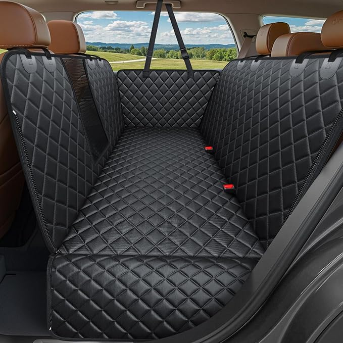URPOWER 5 in 1 Dog Car Seat Cover for Back Seat, Waterproof Dog Hammock with Mesh Window and Side Flap Pet Car Seat Protector Dogs Backseat Cover for Cars, Mid-Size SUVs & Trucks