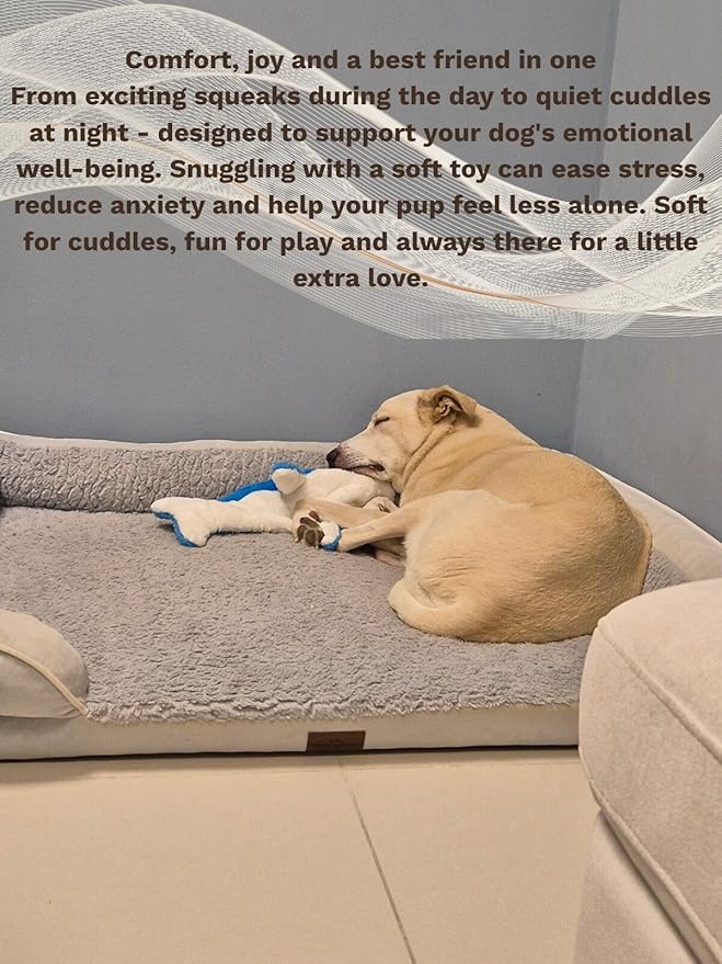 Large Crinkle Dog Toy – No stuffing Squeaky Dog Toy for Small, Medium & Large Breeds, Interactive Tough toy set - Ideal for Chewing, Teething & Fetch, Durable Pet-Safe Materials - Soft Blue Plush