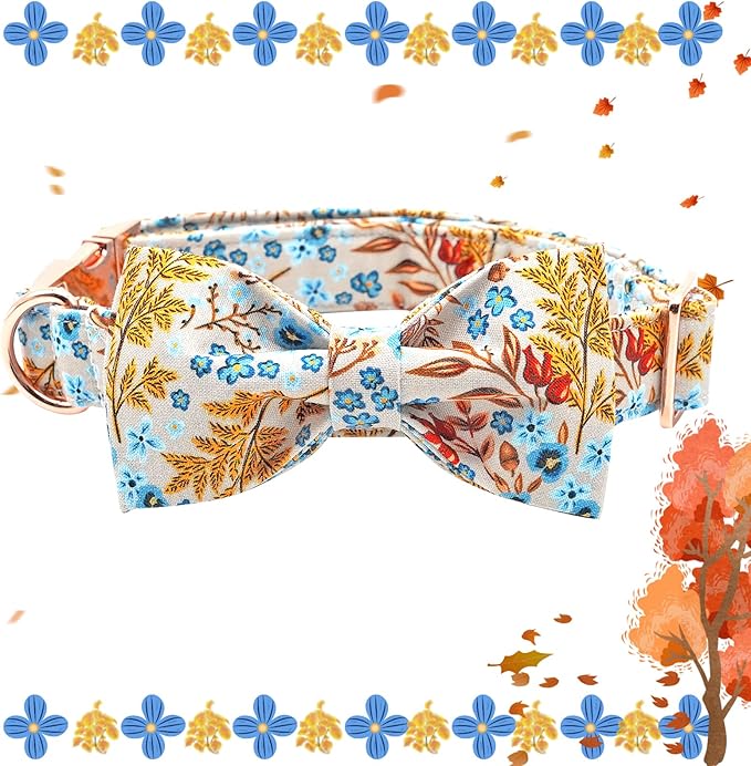 Lionheart glory Premium Dog Collars, Bowtie Dog Collar, Heavy Duty Adjustable Fall Dog Collar for Large Dogs Maple Leaf Dog Collar, Collar Dog Bow