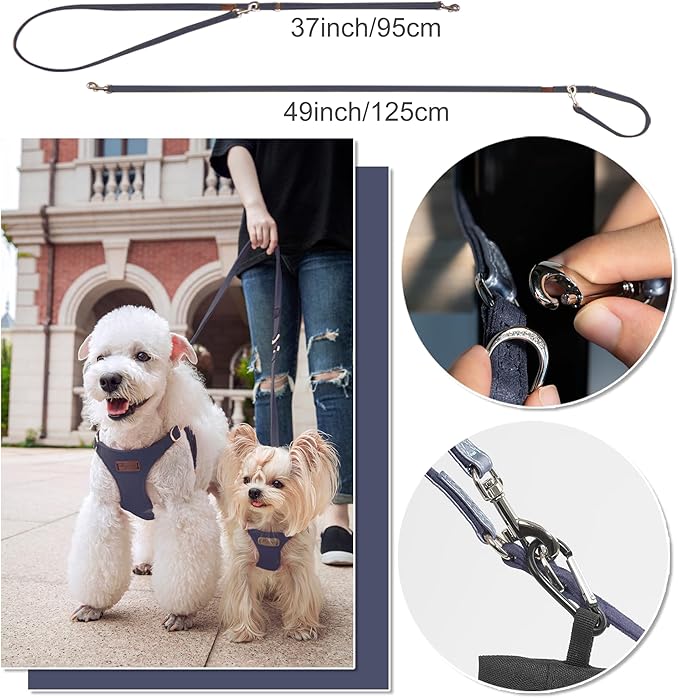 Puppytie No Pull xs Dog Harness with Multifunction Dog Leash,Soft Adjustable No Choke Escape Proof Pet Harness Vest,Glossy Galaxy Blue,XXS