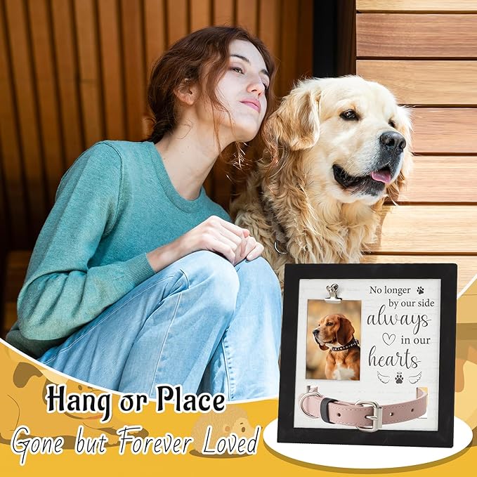 Pet Memorial Gifts, Pet Remembrance Picture Frame for Loss of Dog, Memorial Frame with Collar Holder for Pet Passed Away Sympathy Gifts