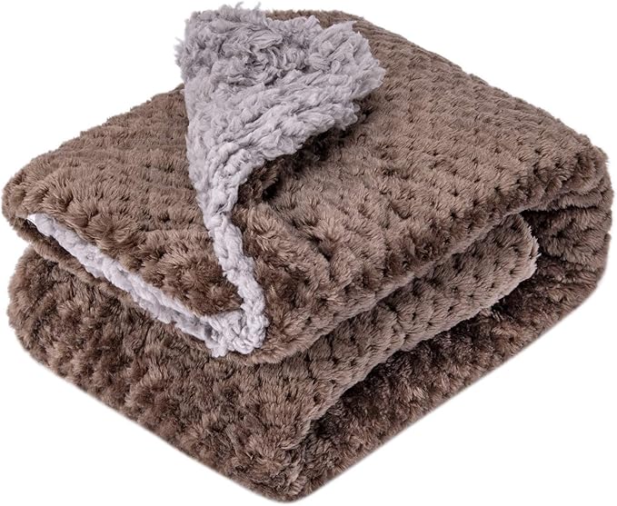 Fuzzy Blanket or Fluffy Blanket for Baby Girl or boy, Soft Warm Cozy Coral Fleece Toddler, Infant or Newborn Receiving Blanket for Crib, Stroller, Travel, Outdoor (40" x 48", DG-Eagle Grey)