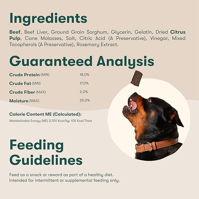 Jinx Beef Tenders Jerky Dog Treats – Soft & Chewy, All Natural Dog Jerky Treats with Grass-Fed Beef - Pet Products for All Dogs (Puppies, Adults & Seniors) - 5oz
