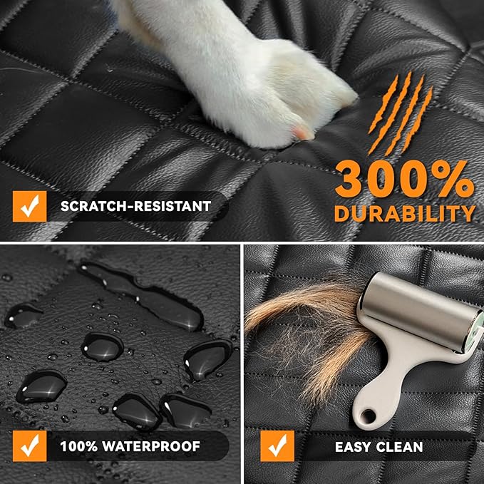 Dog Truck Seat Cover for Back Seat,Waterproof Back Seat Cover for Truck,Heavy-Duty Scratchproof Pu Leather Bench Seat Covers for Trucks Ford F-Series/Chevrolet Silverado/Ram/Jeeps