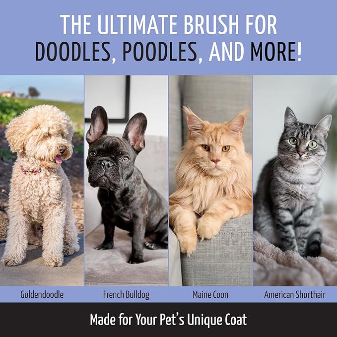 Tauro Pro Line Slicker Dog Brush for Shedding - Detangler for Long & Wavy Hair - Dematting Pet Slicker Brush for Dogs & Cat, Doodle Grooming, Non-Slip Grip, Soft Pin (Size S - Purple)
