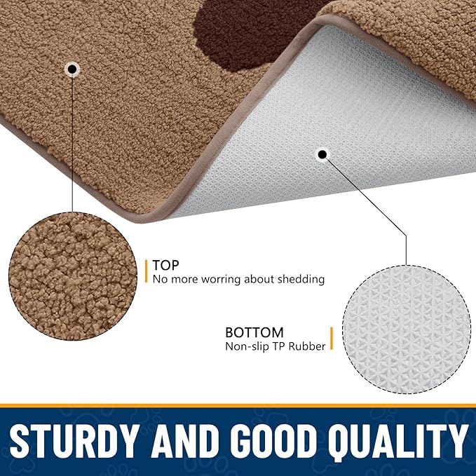 Smiry Dog Door Mat for Muddy Paws 47x24, Dirt Trapper Non Slip Washable Indoor Doormats, Absorbent Entryway Carpet for Inside Floor, Beige