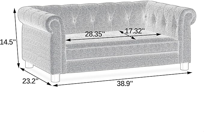 GDFStudio Modern Linen Dog Sofa for Small and Medium Dogs Elevated Pet Bed with Armrests and Backrest Durable and Comfortable Upholstered Pet Furniture, Brown