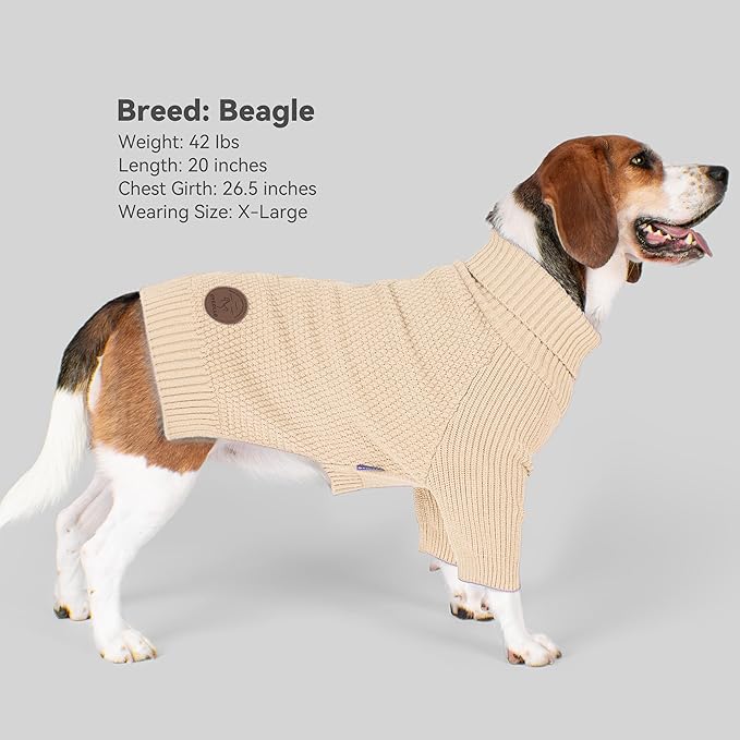 cyeollo Dog Sweater Turtleneck Knitted Sweaters with Long Sleeves Winter Clothing Dog Clothes Sweaters for Medium Large Dogs