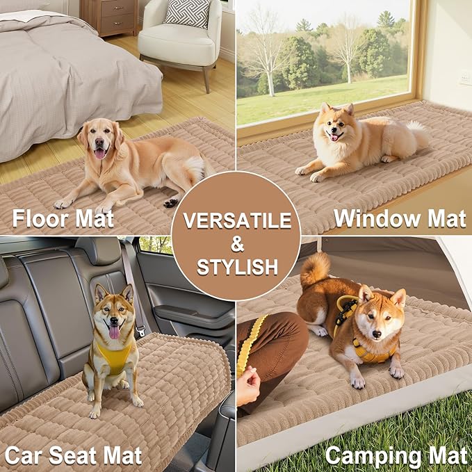 Smiry Couch Cover for Dogs Washable, Non Slip Fuzzy Pet Couch Covers for 3 Cushion Sofa Pet Friendly, Thick Soft Sofa Slipcovers Cushion Protector (Khaki, 27.6" x 27.6")