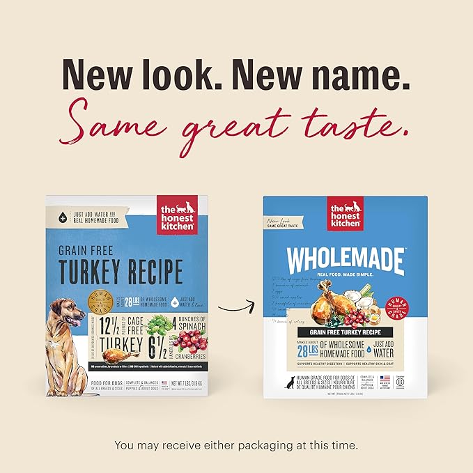 The Honest Kitchen Wholemade™ Dehydrated Grain Free Turkey Dog Food, 4 lb Box