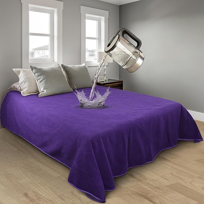 Catalonia Waterproof Blanket for Bed Intimacy, Reversible Fleece Bed Sofa Cover, Washable Liquid Proof Furniture Protector