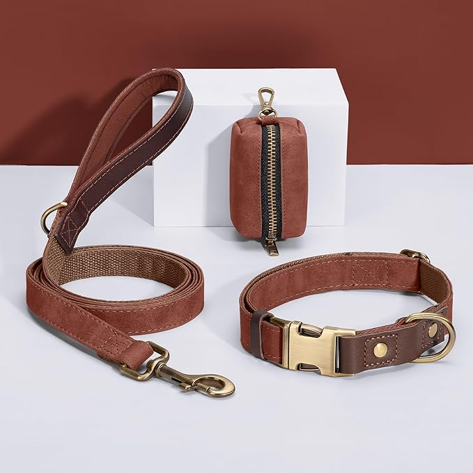 Didog Soft PU Leather Dog Collars for Medium Dogs,Classic Adjustable Dog Collars with Quick Release Metal Buckle,Easy Clean and Comfortable with Nylon Lining,M Neck 13-19"