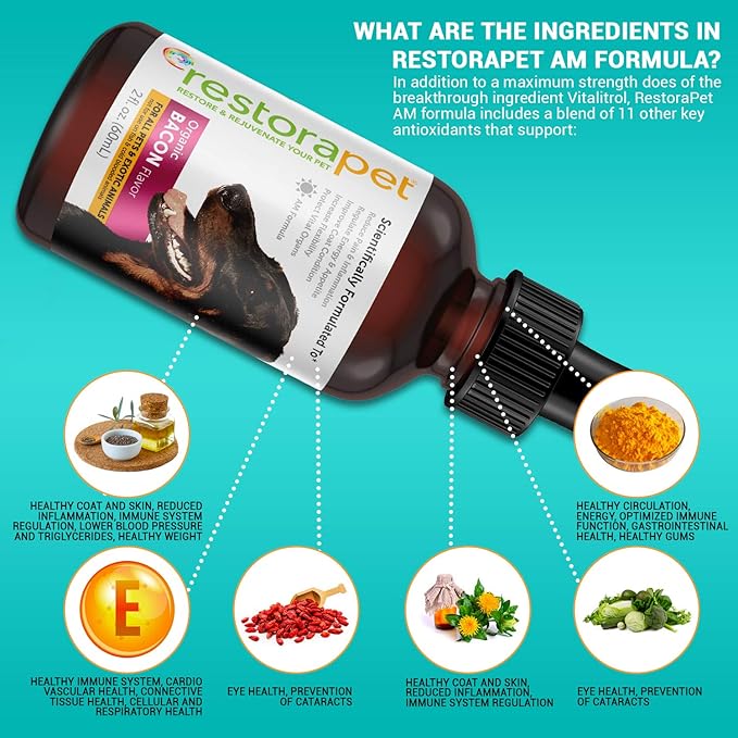 RestoraPet 4-Pack Dog & Cat Unflavored Liquid Multivitamin | Dog Arthritis Pain Relief | Hip&Joint Vitamins for Dogs | Anti Inflammatory Supplement for Dogs & Cats | Organic & Non-GMO, Vet Approved