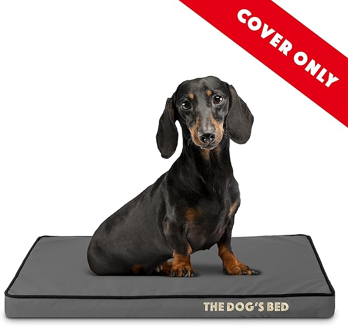 The Dog's Bed Replacement Outer Cover ONLY (Outer Cover ONLY - NO Bed, NO Waterproof Inner) for The Dog's Bed, Washable Oxford Fabric, Small 2 Inches (Grey with Black Piping)