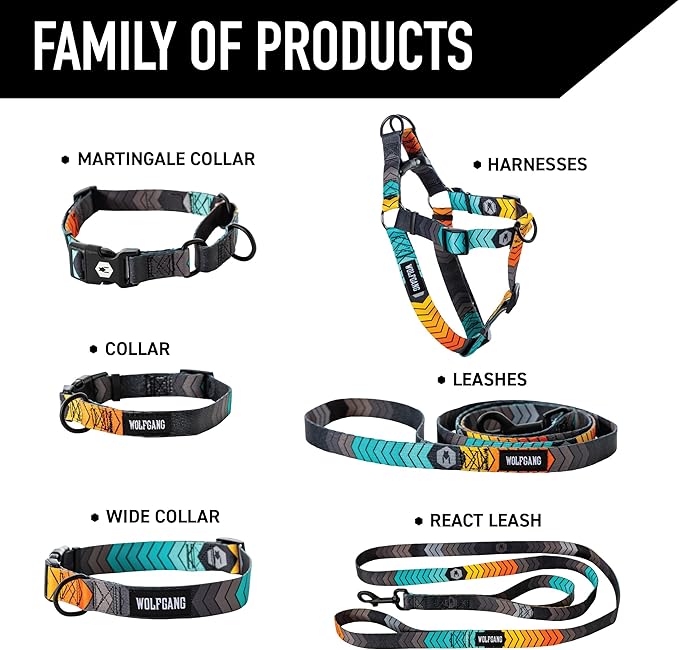 Wolfgang Heavy Duty, Adjustable Dog Collar with Quick Release Nylon Buckle for Walking & Training, ChevTech Print, Small