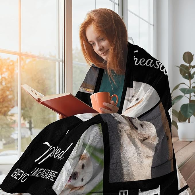 Dog Blankets for Pet Lover, Custom Blanket with Photos Name, Pet Blanket for Large Dogs, Dog Memorial Gifts for Loss of Dogs, Personalized Memorial Gifts of Puppy Cat Hamsters Rabbits