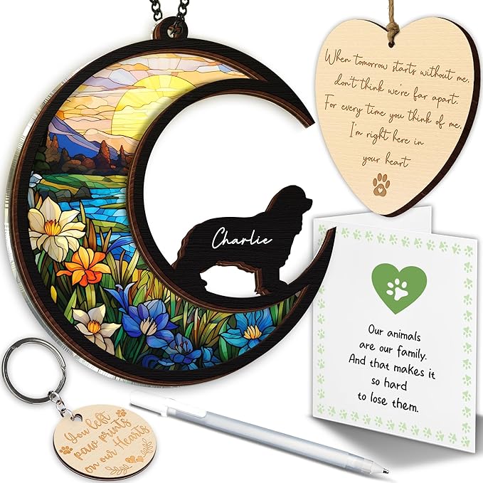 6'' Cavalier King Charles Spaniel Memorial Suncatcher, Custom Name Breed, Pet Ornament Window Car Hanging, Sympathy Gift for Loss of Pet, Remembrance Gift for Dog Lovers 21-SS1
