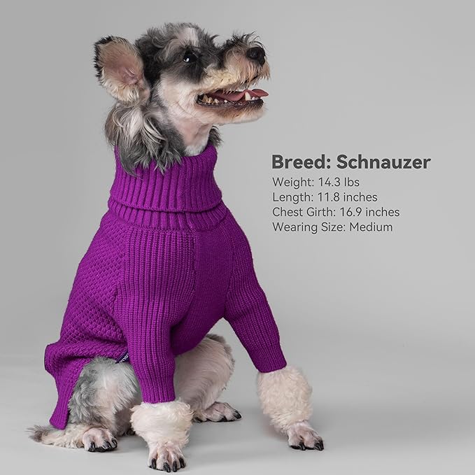 cyeollo 4XL Dog Sweater,Pullover Turtleneck for Large Dogs Classic Knitwear Fall Winter Cold Weather Dog Clothes for Giant Breed Warm Pet Apparel Large Big Dogs Sweaters Male, Purple XXXXL